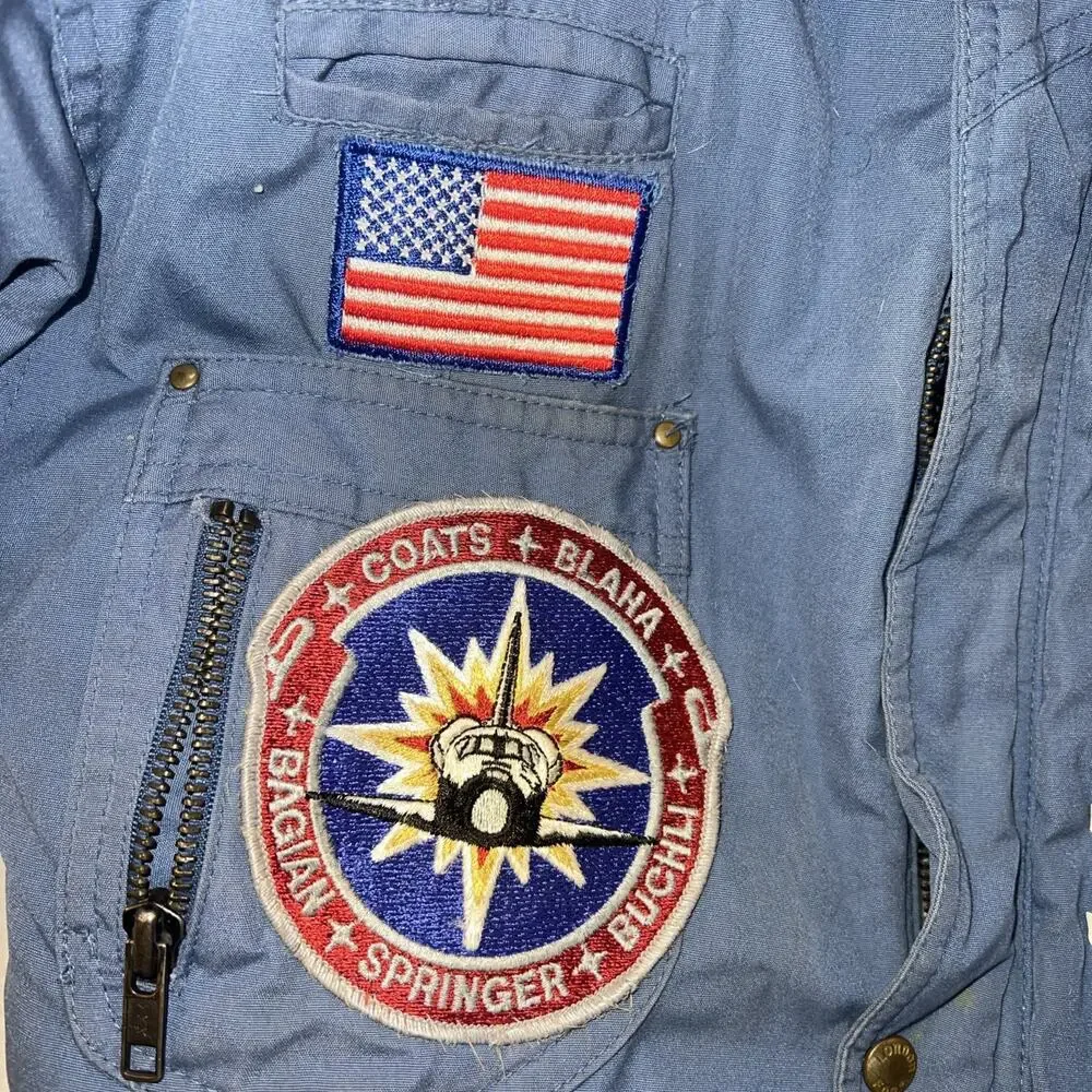 London‎ Fog Child's Bomber Jacket Size 5-6 Travel Patches Sherpa , Zipper Broken